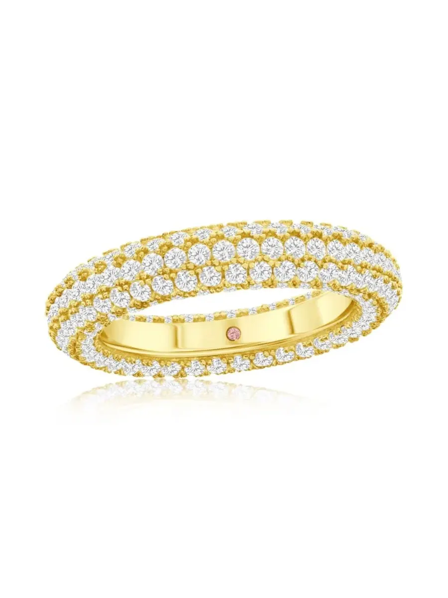 Кольцо-полоса из стерлингового серебра с кубическим цирконием, модель Pave Puff Eternity Band Suzy — изображение 1 из 5