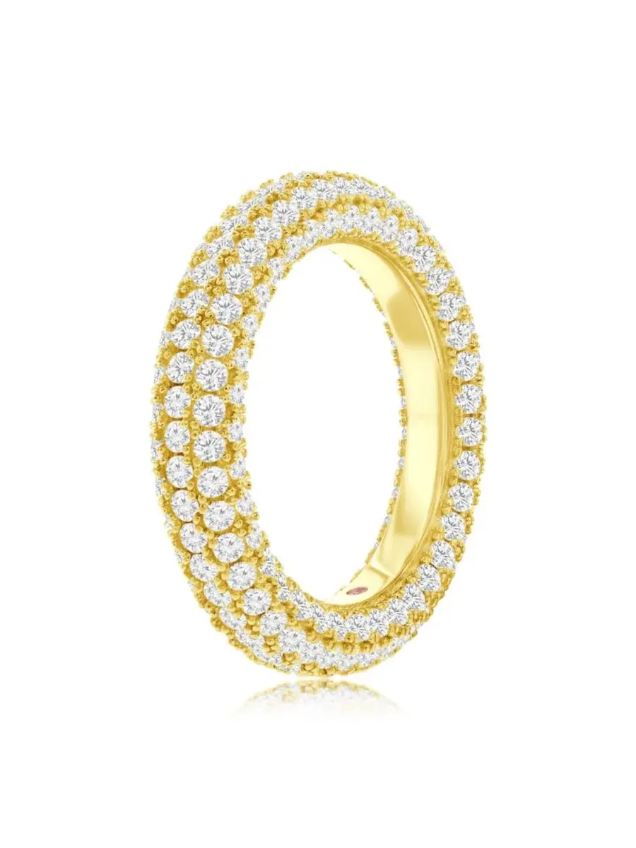 Кольцо-полоса из стерлингового серебра с кубическим цирконием, модель Pave Puff Eternity Band Suzy — изображение 2 из 5