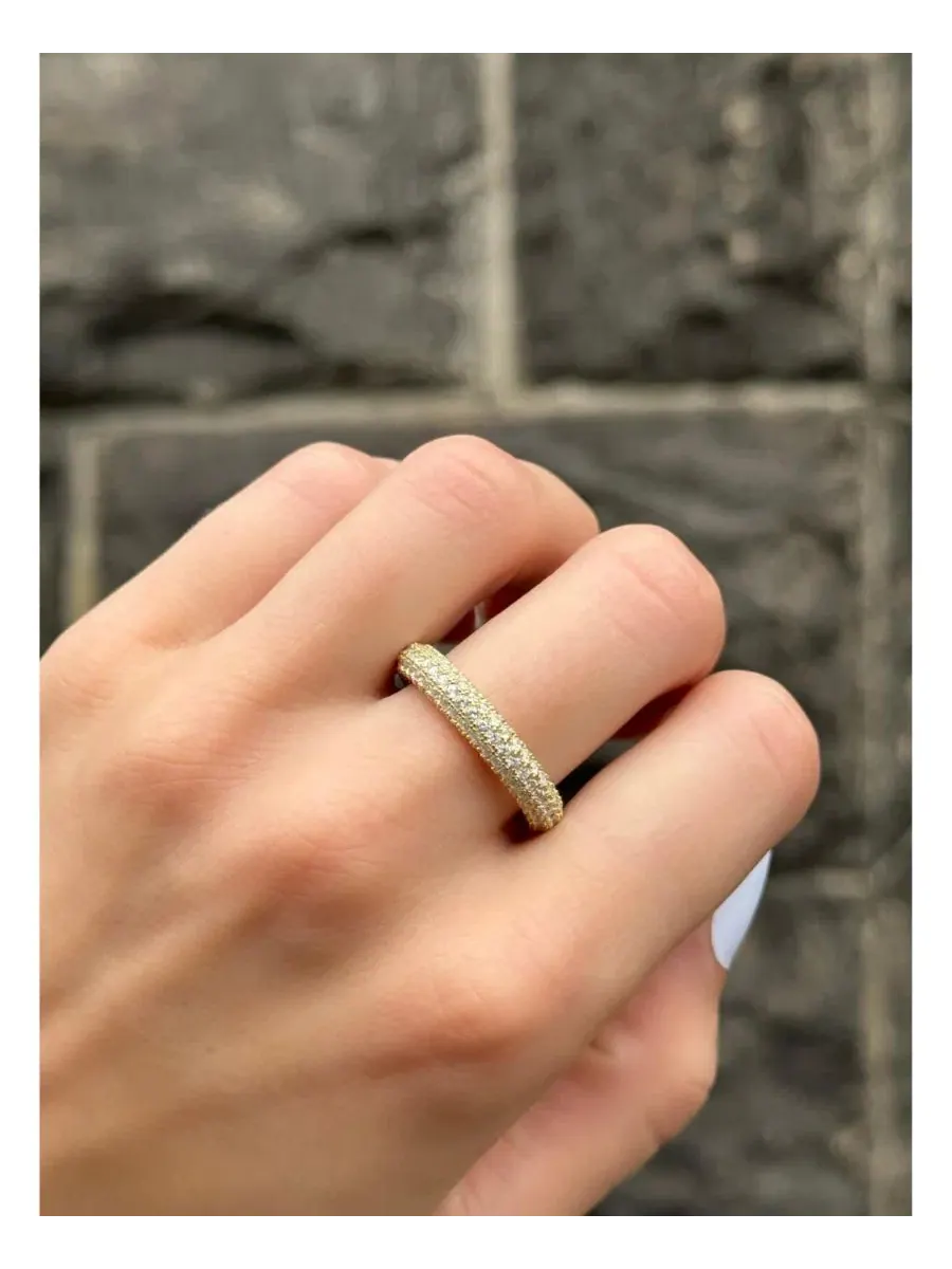 Кольцо-полоса из стерлингового серебра с кубическим цирконием, модель Pave Puff Eternity Band Suzy — изображение 3 из 5