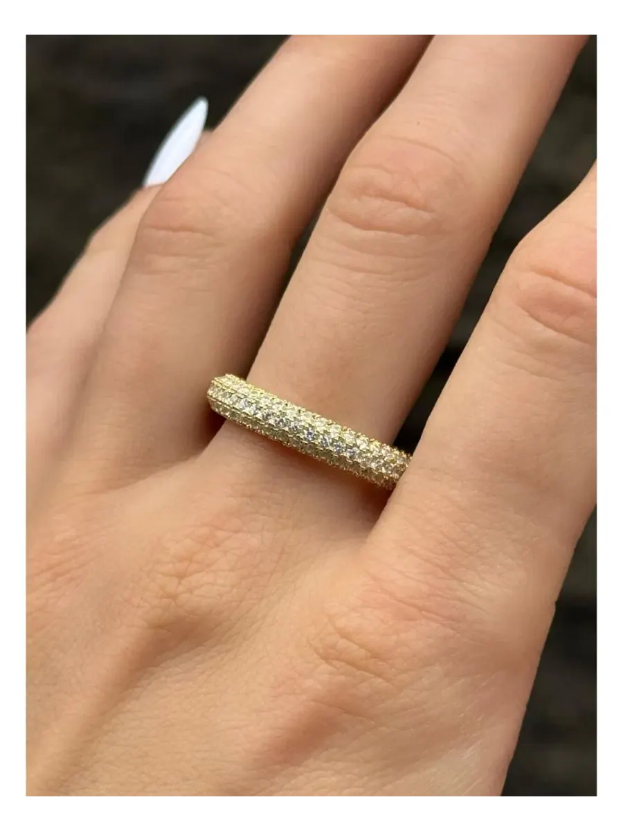 Кольцо-полоса из стерлингового серебра с кубическим цирконием, модель Pave Puff Eternity Band Suzy — изображение 4 из 5