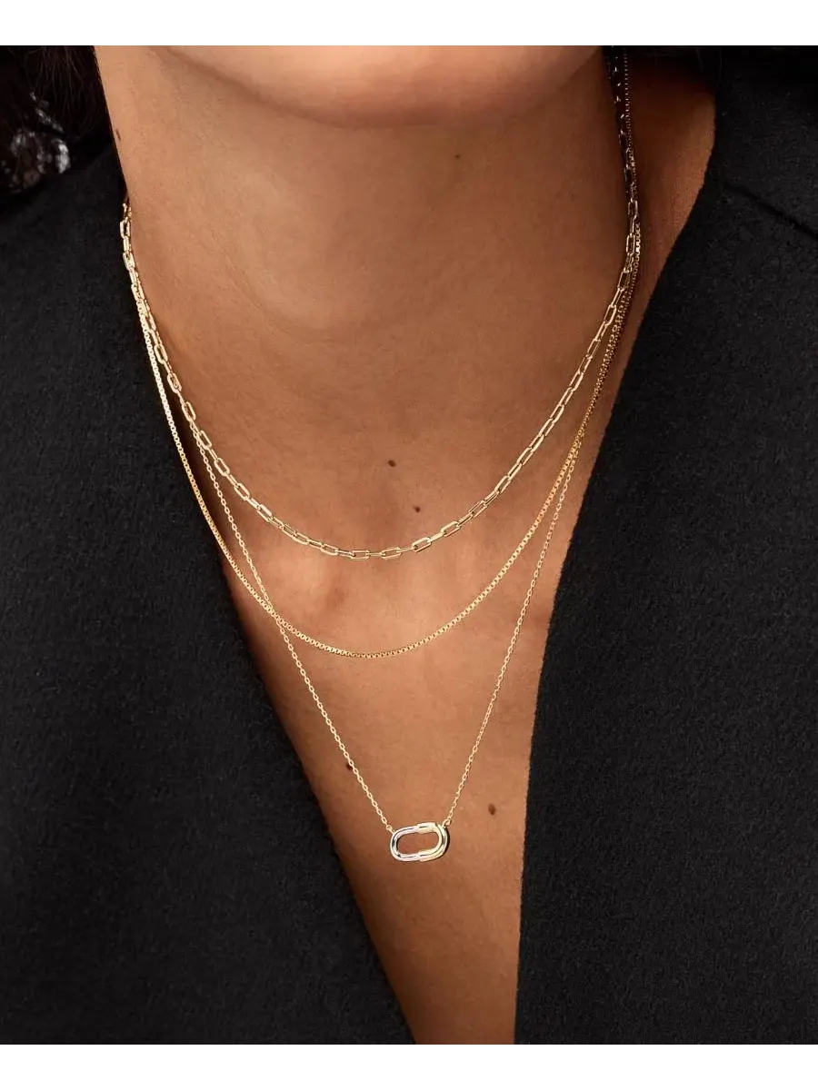 Подвеска с микропайетками Blake Two-Tone Micropave Gold Pendant Necklace Ana Luisa — изображение 2 из 3, оттенок золото