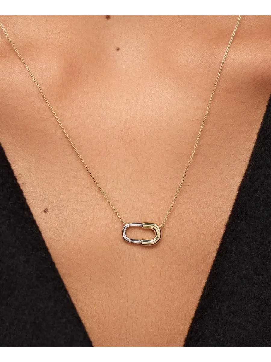 Подвеска с микропайетками Blake Two-Tone Micropave Gold Pendant Necklace Ana Luisa — изображение 3 из 3, оттенок золото
