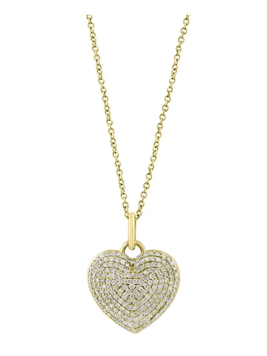 Подвеска-сердце с бриллиантами 18 дюймов EFFY Diamond Pavé Heart — изображение 1 из 4, оттенок золотистый