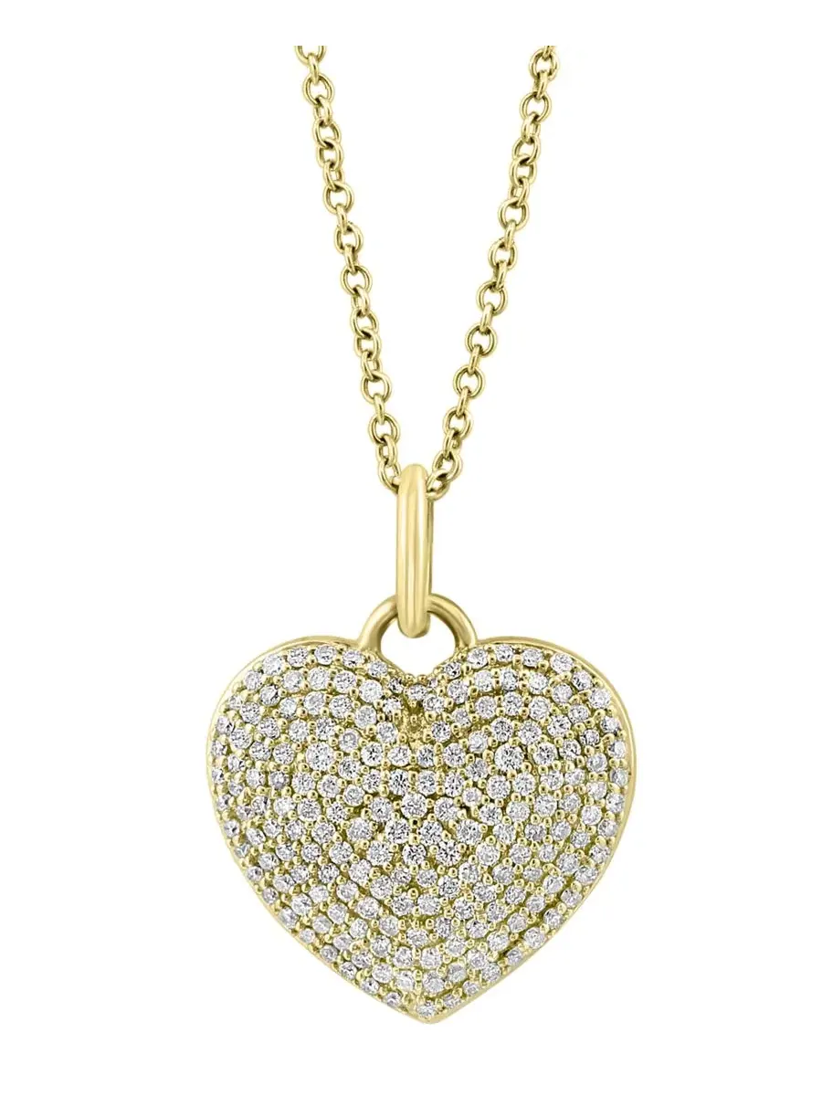 Подвеска-сердце с бриллиантами 18 дюймов EFFY Diamond Pavé Heart — изображение 3 из 4, оттенок золотистый