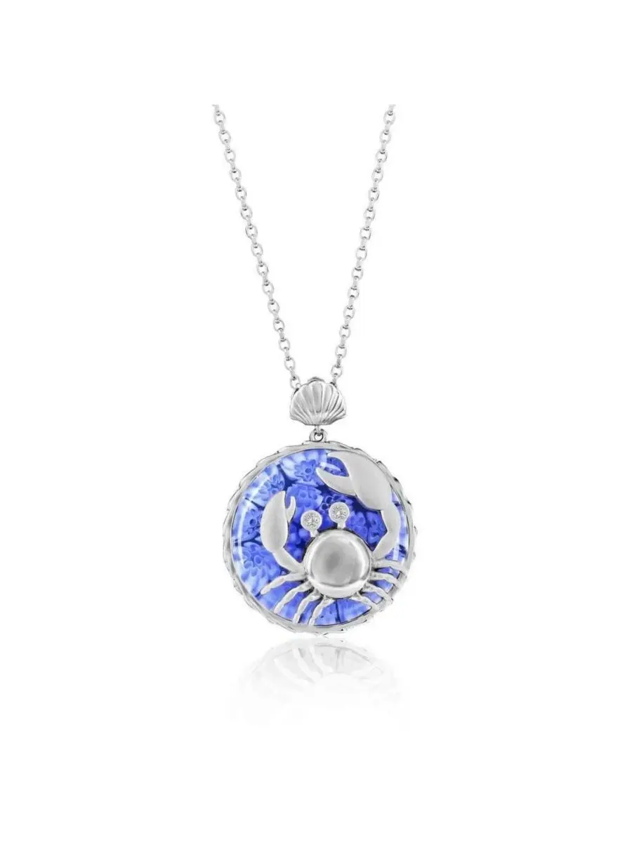 Кулон-краб с венецианским стеклом Millefiori Simona — изображение 1 из 4, оттенок синий
