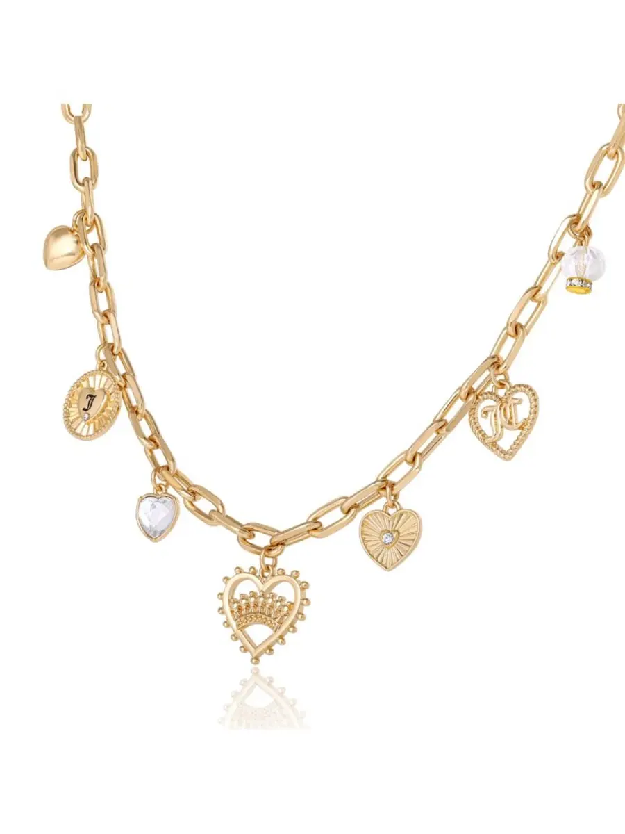 Колье с подвеской в виде сердца и логотипа Juicy - 18+5 см Juicy Couture — изображение 1 из 7, оттенок золото