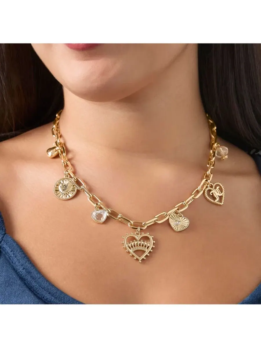 Колье с подвеской в виде сердца и логотипа Juicy - 18+5 см Juicy Couture — изображение 2 из 7, оттенок золото