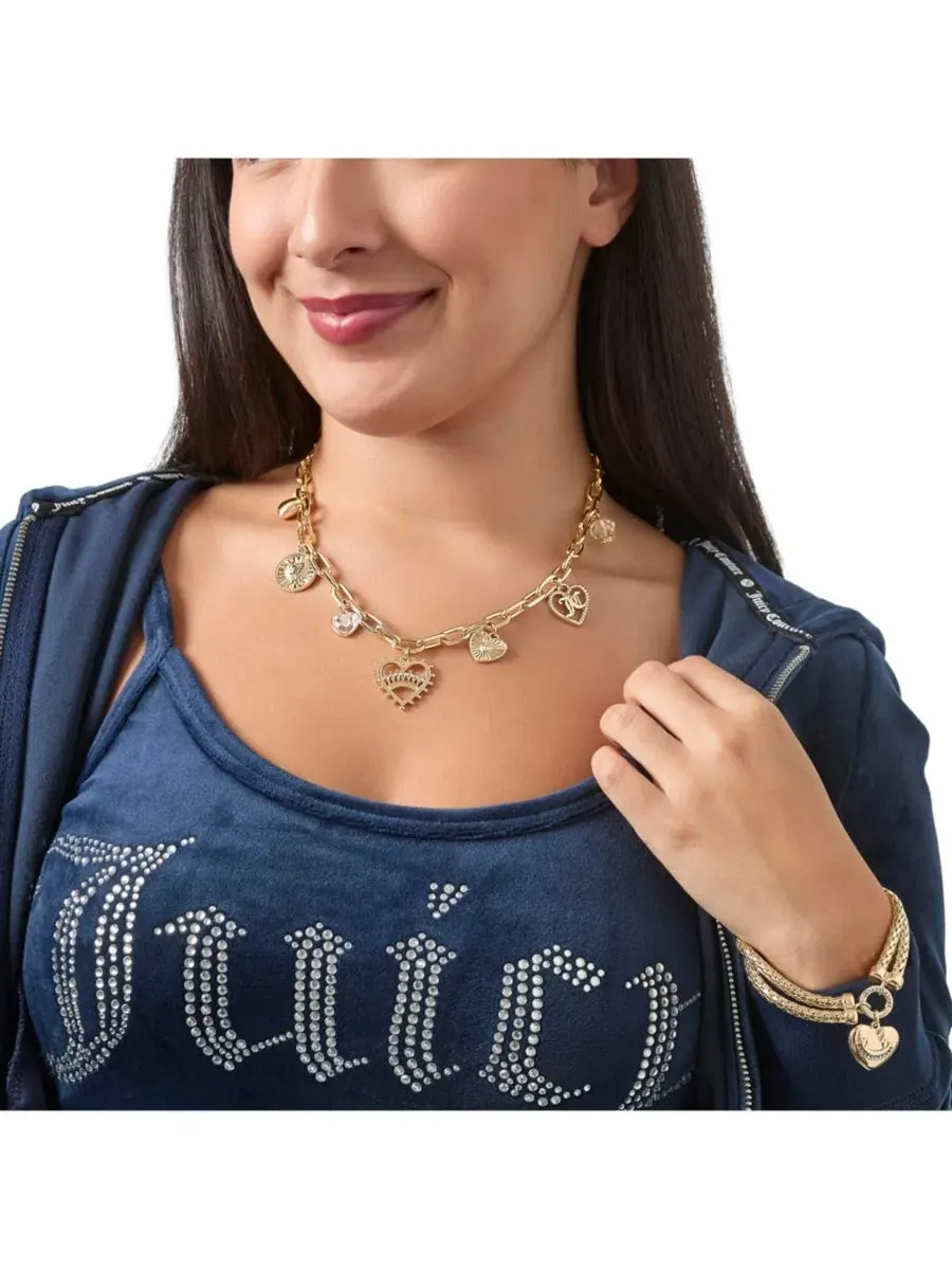Колье с подвеской в виде сердца и логотипа Juicy - 18+5 см Juicy Couture — изображение 3 из 7, оттенок золото