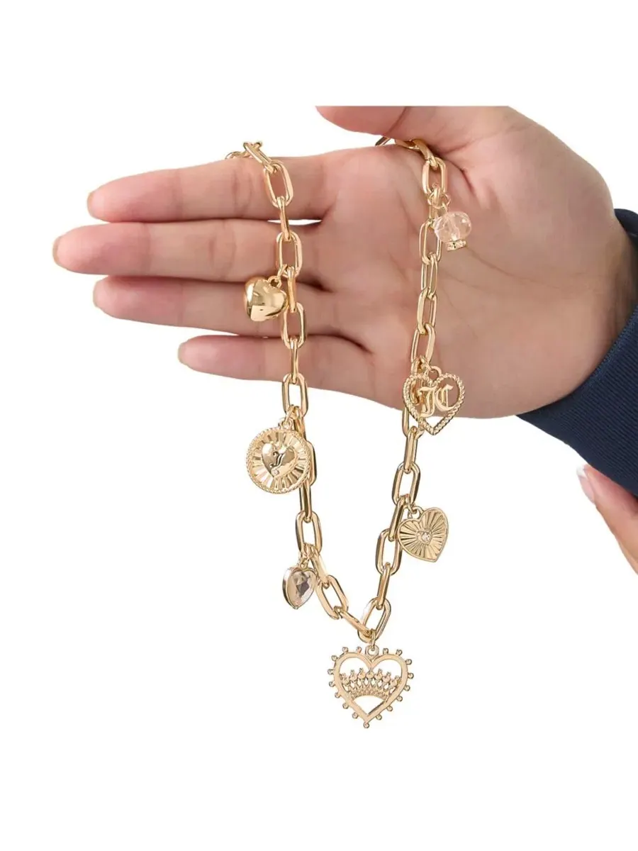 Колье с подвеской в виде сердца и логотипа Juicy - 18+5 см Juicy Couture — изображение 4 из 7, оттенок золото