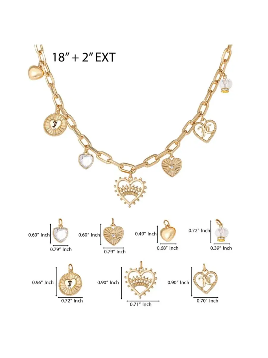 Колье с подвеской в виде сердца и логотипа Juicy - 18+5 см Juicy Couture — изображение 5 из 7, оттенок золото