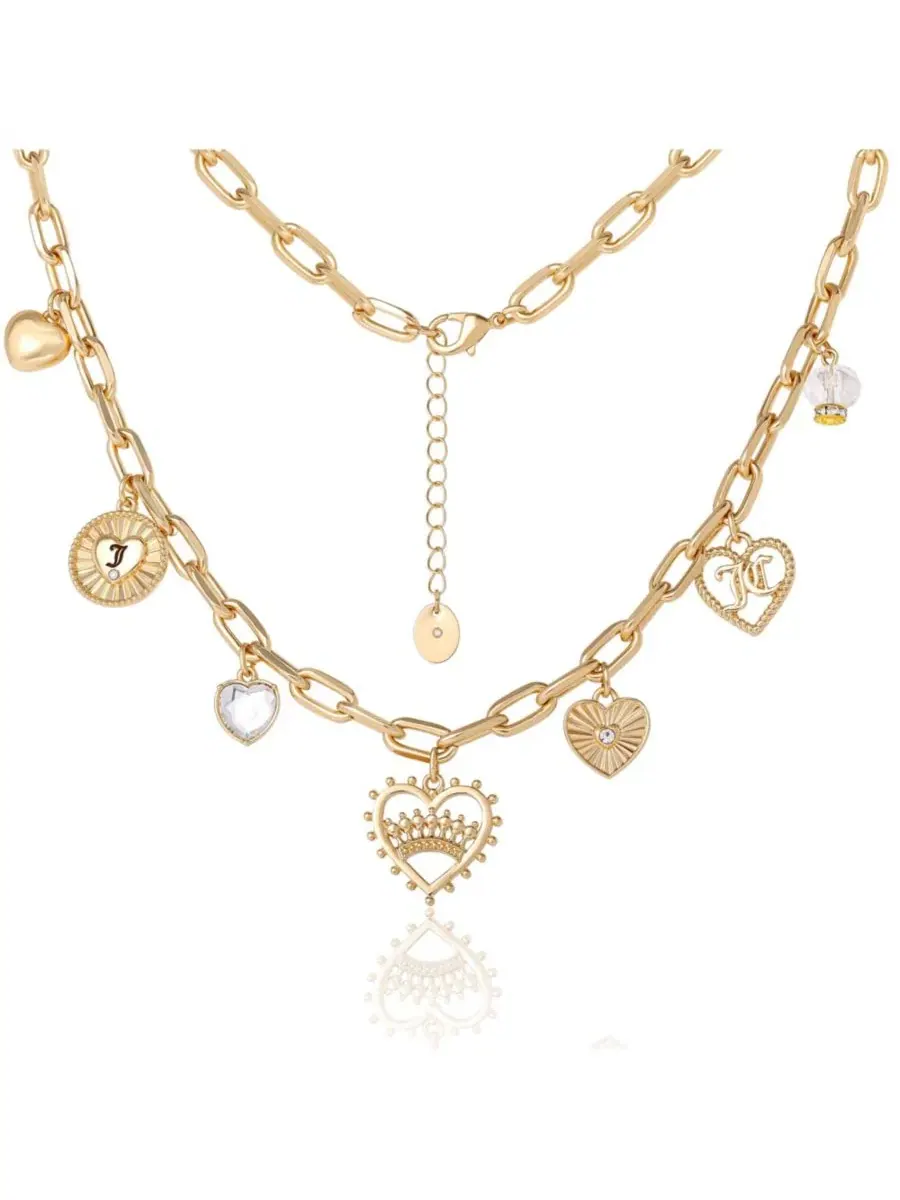 Колье с подвеской в виде сердца и логотипа Juicy - 18+5 см Juicy Couture — изображение 6 из 7, оттенок золото