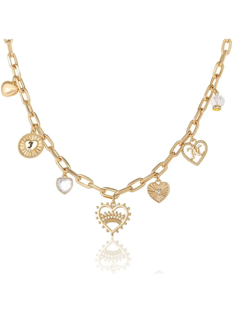 Колье с подвеской в виде сердца и логотипа Juicy - 18+5 см Juicy Couture — изображение 7 из 7, оттенок золото