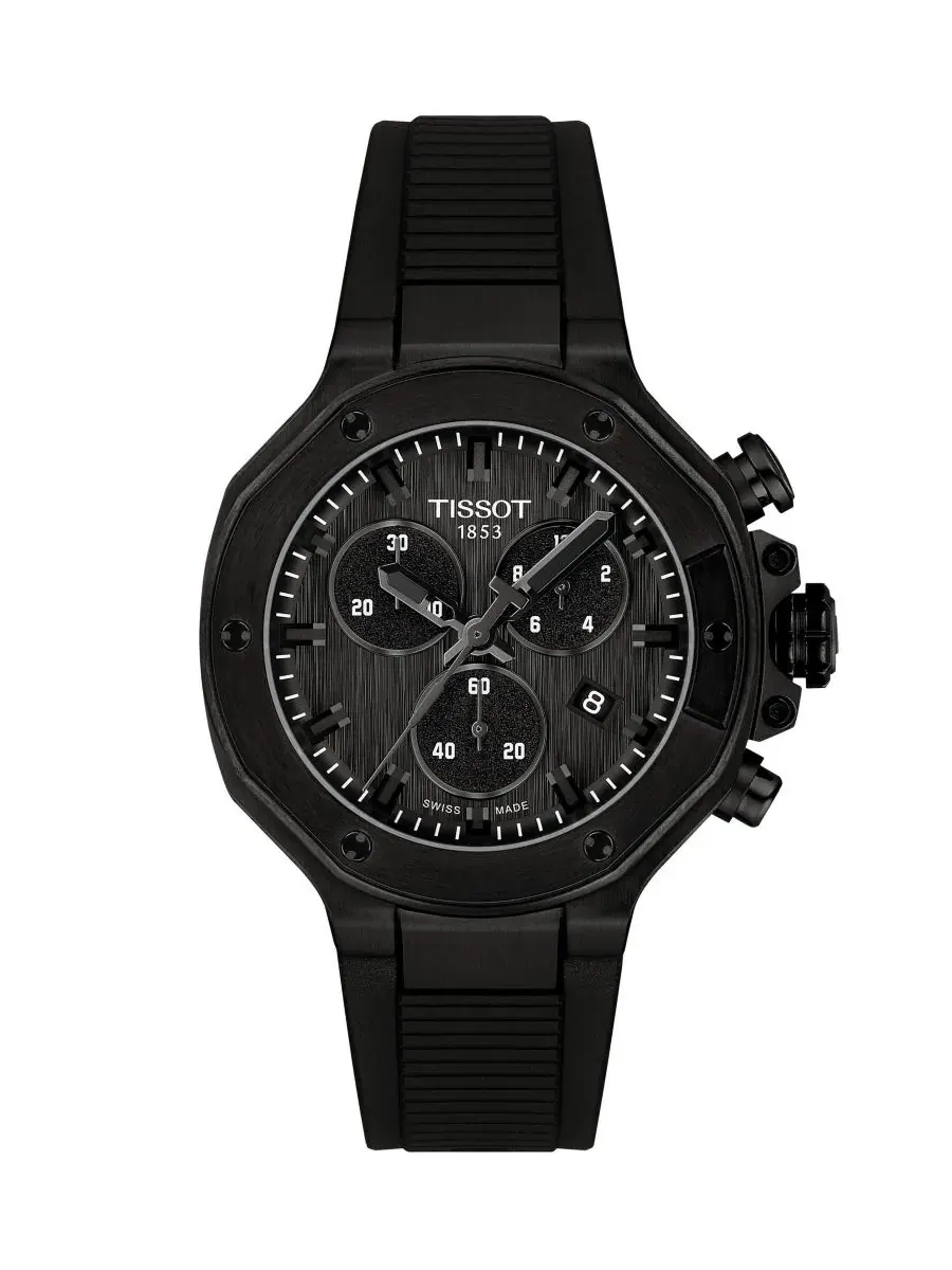 Часы унисекс с черным силиконовым браслетом, 38 мм Tissot — изображение 1 из 5, оттенок черный