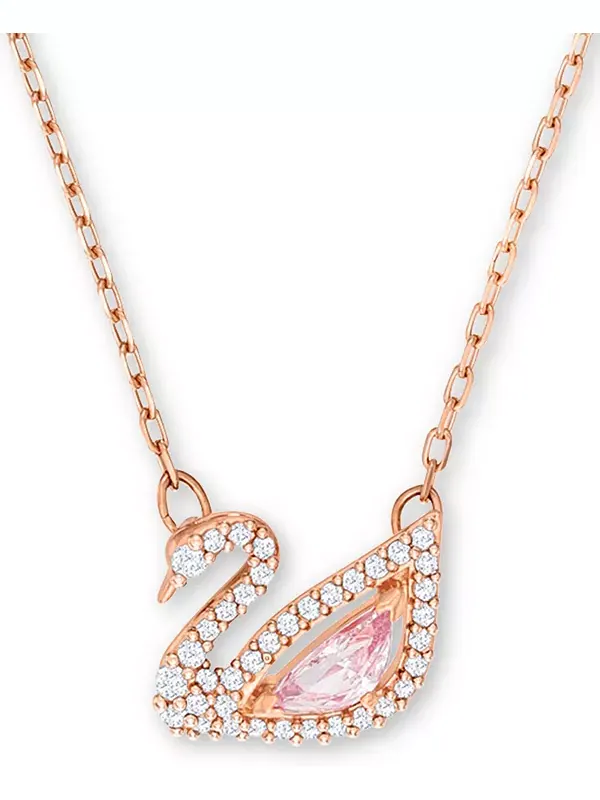 Ожерелье с подвеской в виде лебедя из кристаллов оттенка розового золота Swarovski — изображение 1 из 4, оттенок розовый