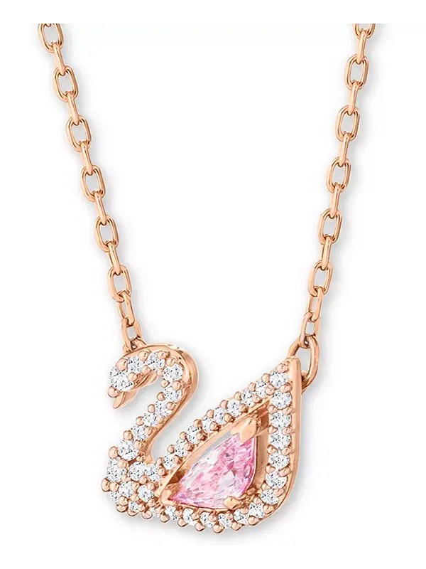 Ожерелье с подвеской в виде лебедя из кристаллов оттенка розового золота Swarovski — изображение 3 из 4, оттенок розовый