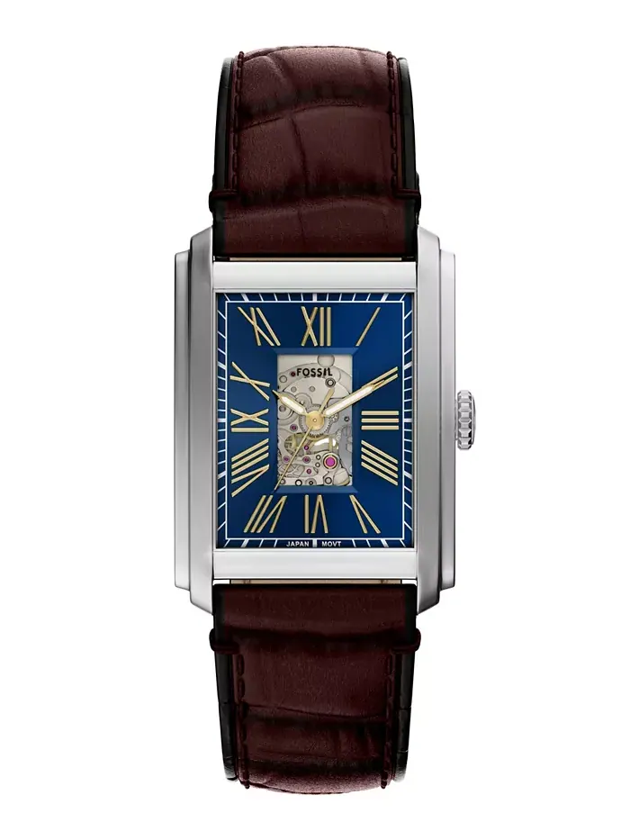 Мужские часы Carraway Automatic с коричневым крокодиловым ремешком, 30mm Fossil — изображение 1 из 8