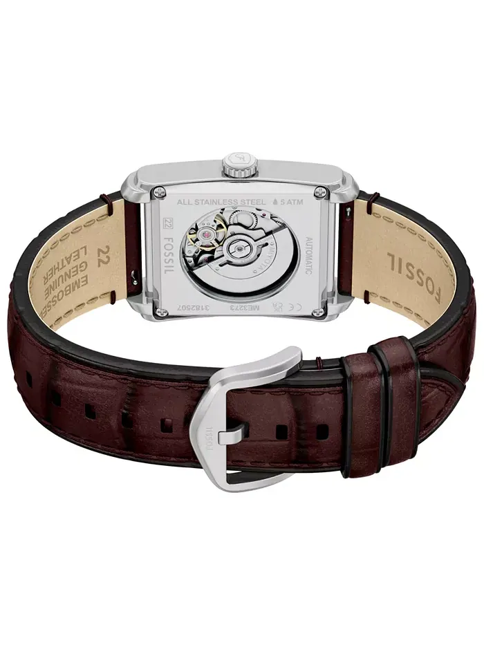 Мужские часы Carraway Automatic с коричневым крокодиловым ремешком, 30mm Fossil — изображение 5 из 8