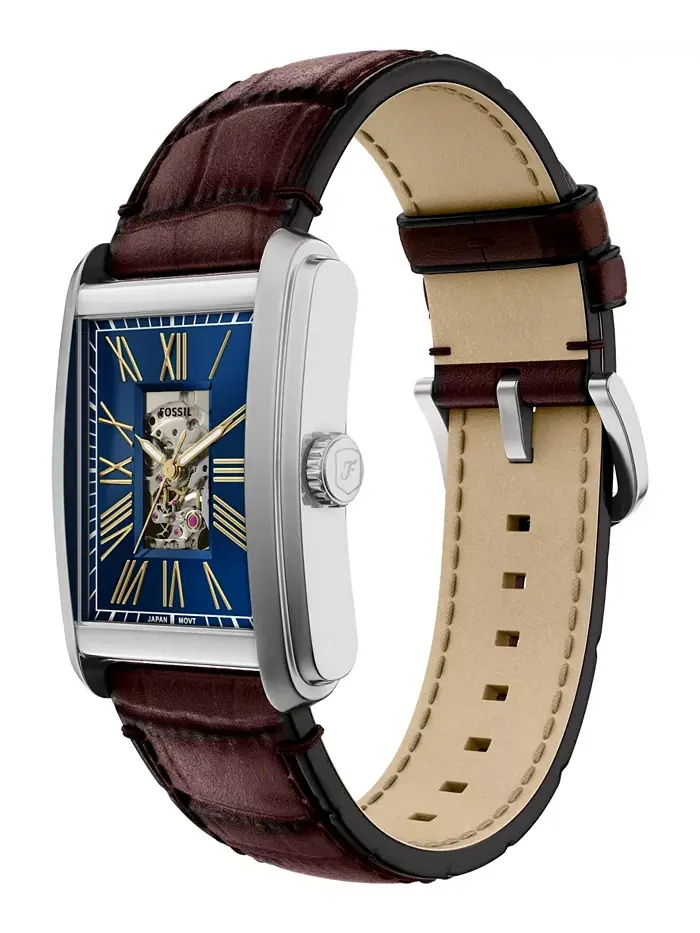 Мужские часы Carraway Automatic с коричневым крокодиловым ремешком, 30mm Fossil — изображение 7 из 8