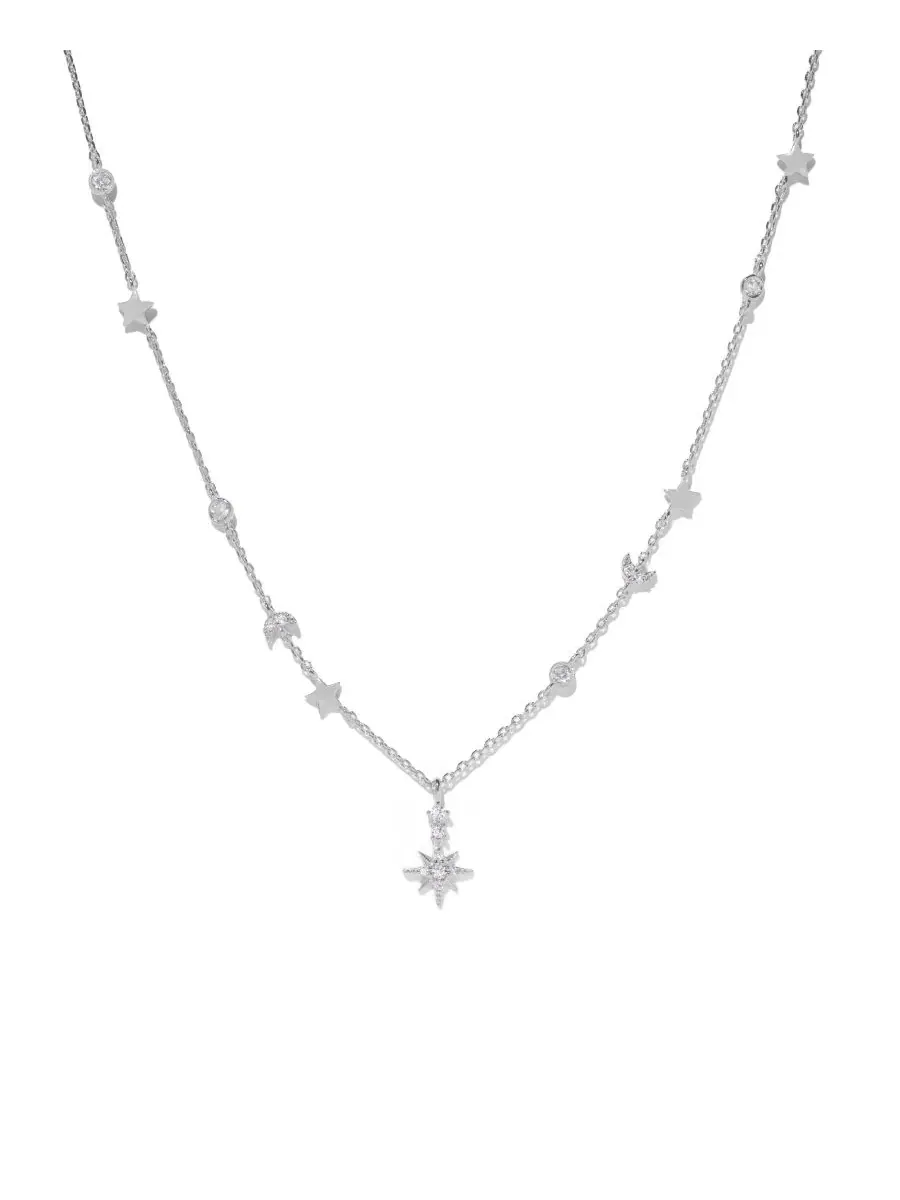 Кулон с кристаллами Starbeam Necklace Girls Crew — изображение 1 из 2, оттенок серебряный