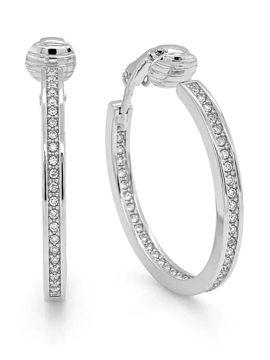 Серьги-пусеты с кристаллами, модель Cubic Zirconia Medium In & Out Clip-On Hoop Earrings And Now — изображение 1 из 4