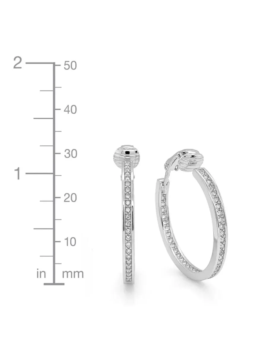 Серьги-пусеты с кристаллами, модель Cubic Zirconia Medium In & Out Clip-On Hoop Earrings And Now — изображение 4 из 4