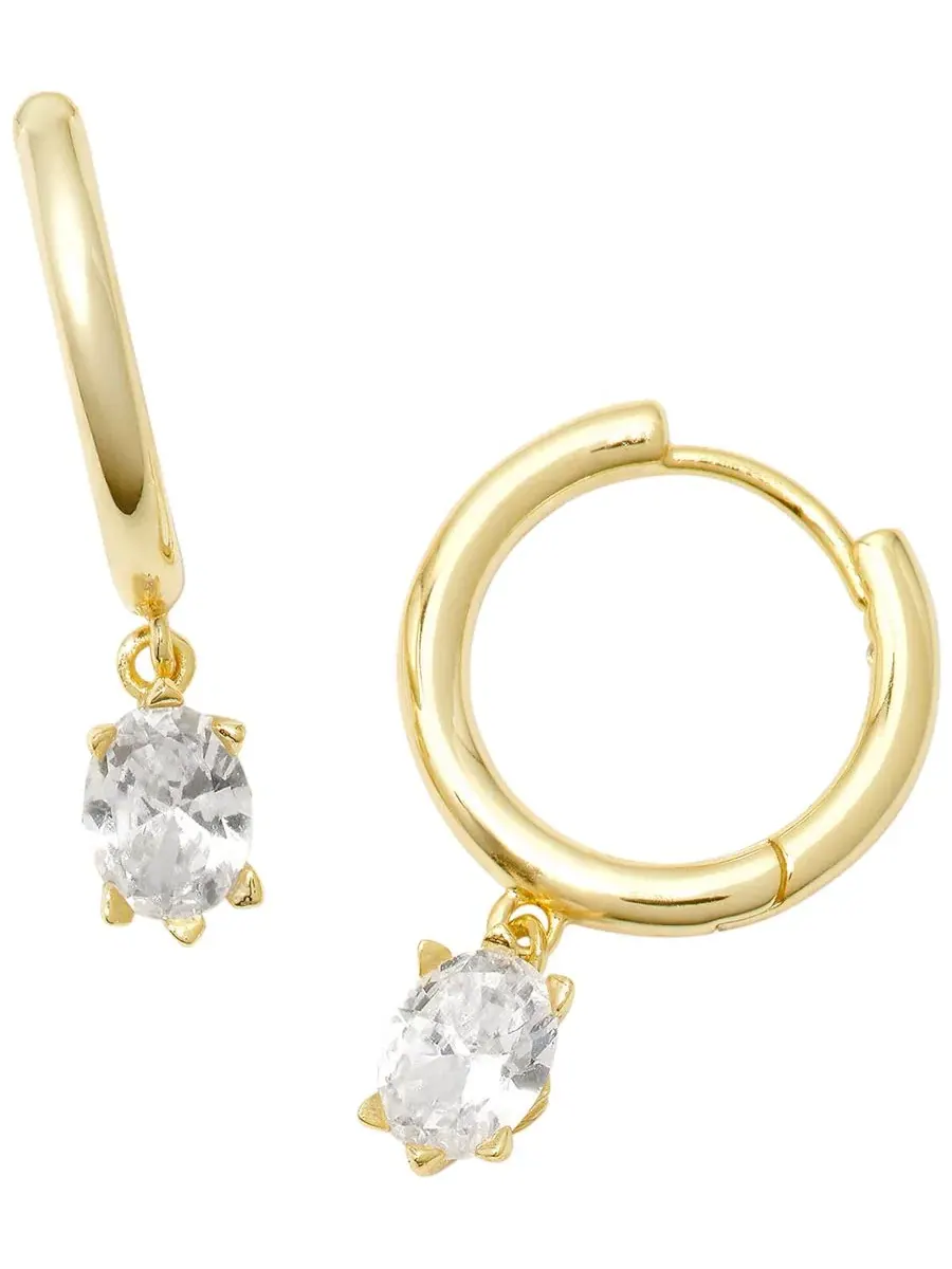 Серьги-конго с кристаллами Cailin Cubic Zirconia Huggie Kendra Scott — изображение 1 из 3, оттенок золотистый