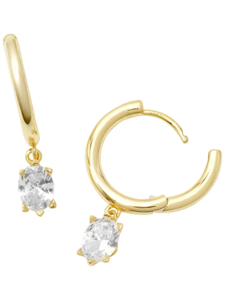 Серьги-конго с кристаллами Cailin Cubic Zirconia Huggie Kendra Scott — изображение 2 из 3, оттенок золотистый