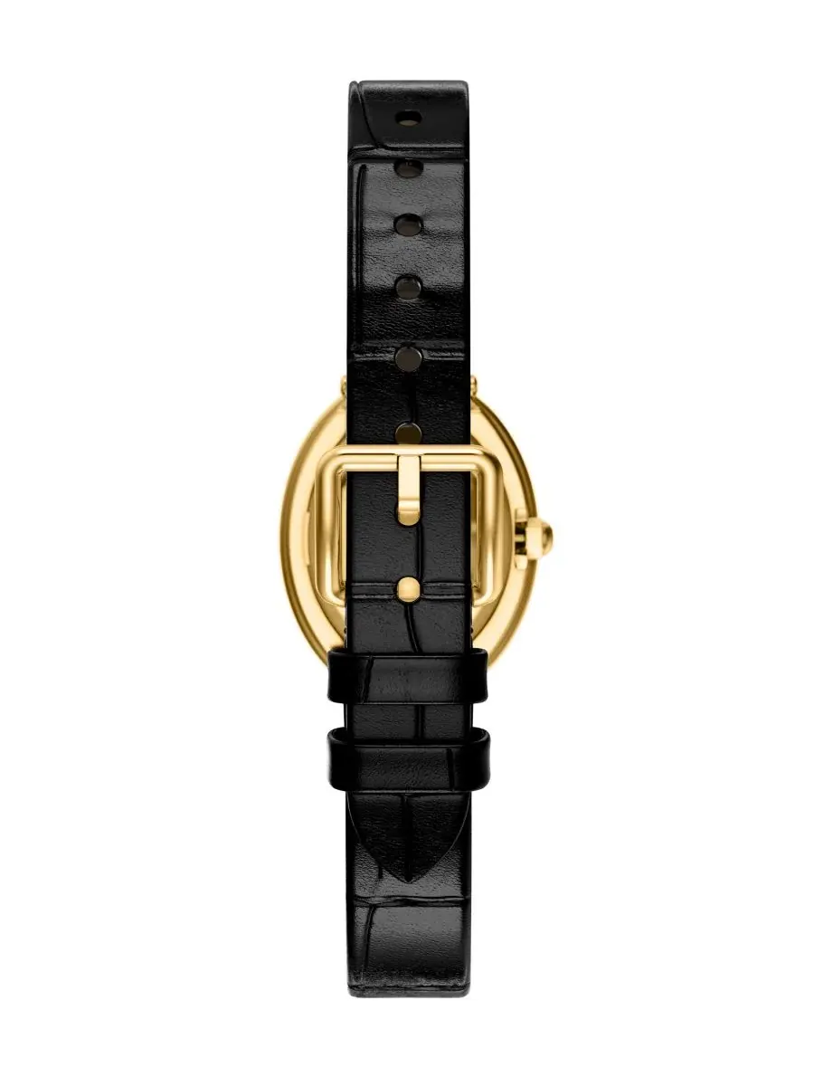 Женские часы The Oval Quartz Two-Hand Black Leather Watch, 22 мм Tory Burch — изображение 2 из 5, оттенок черный