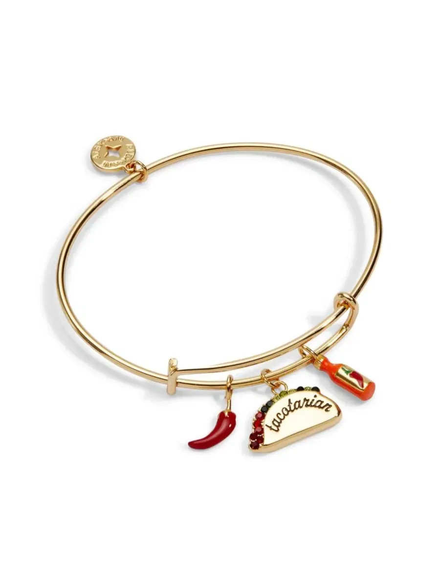 Браслет-пружинка с подвесками Taco Multi Charm Alex and Ani — изображение 1 из 3, оттенок золото