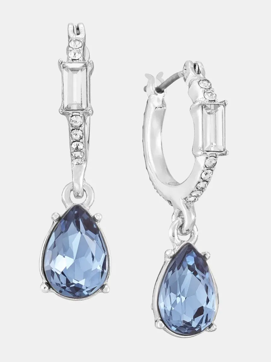 Серьги-кольца с кристаллами грушевидной формы Givenchy — изображение 2 из 3, оттенок темно-синий