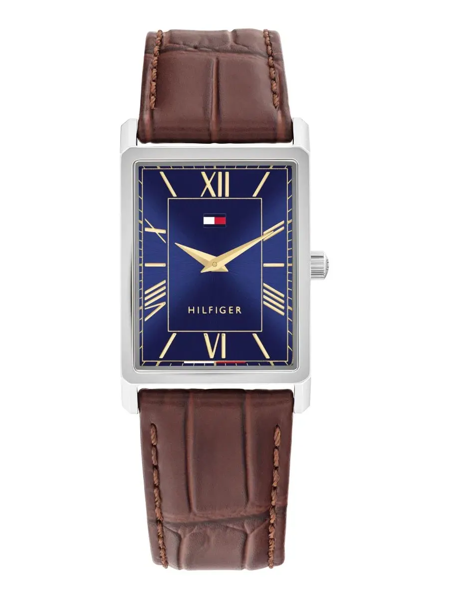 Мужские кварцевые часы с коричневым кожаным ремешком, 25,5 мм Tommy Hilfiger