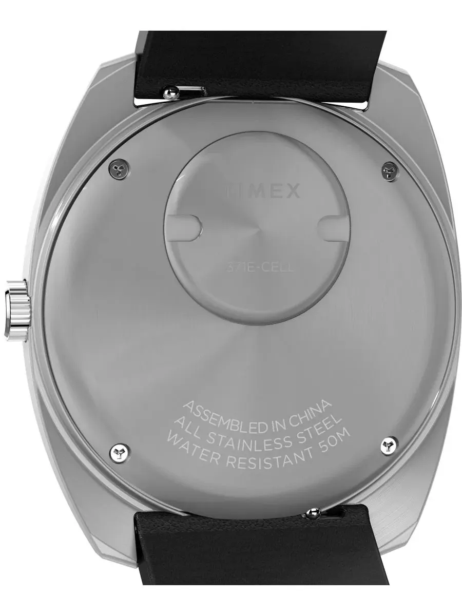 Мужские кварцевые аналоговые часы с черным кожаным ремешком, 37 мм Timex — изображение 4 из 6, оттенок черный