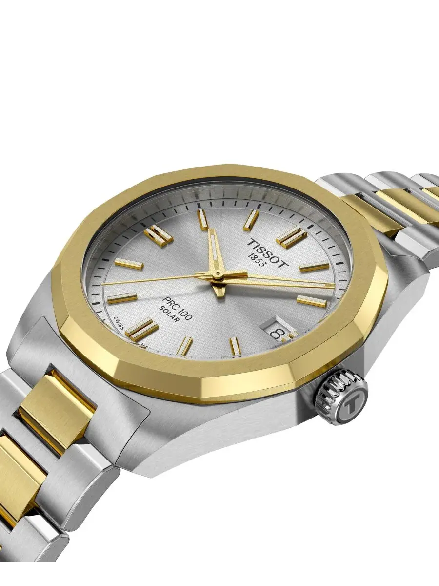 Часы Tissot PRC 100 Lightmaster Solar, 34 мм, с браслетом — изображение 4 из 5, оттенок серебряный