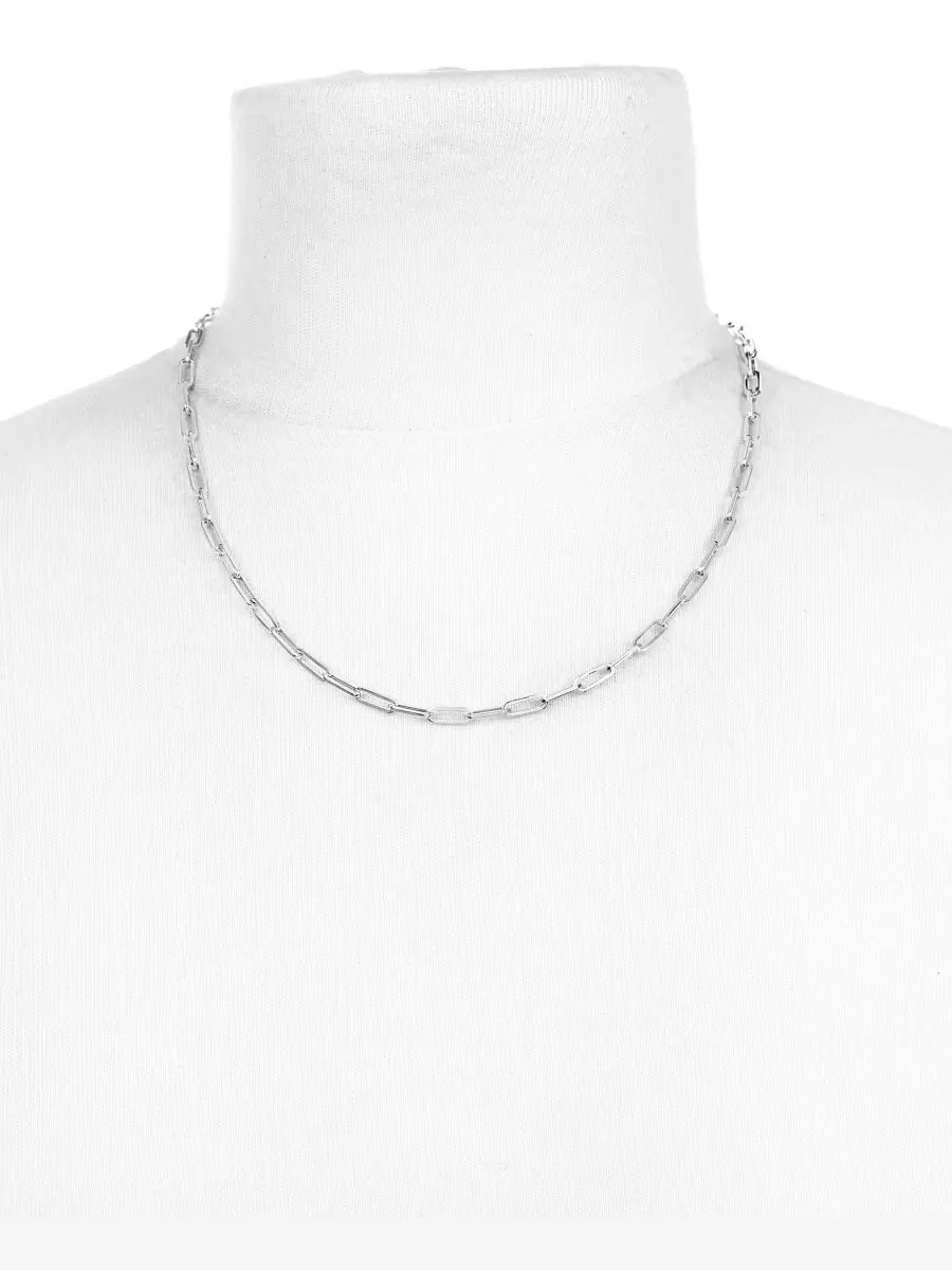 Колье-цепочка Paperclip Chain 20" в 10k белом золоте Italian Gold — изображение 3 из 3, оттенок золотистый