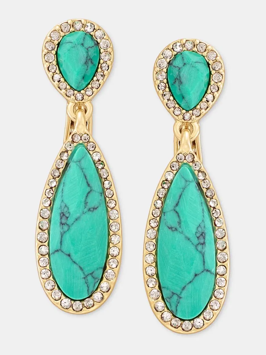 Серьги-подвески клипсы Pavé & Stone Clip-On Drop Earrings Anne Klein — изображение 1 из 4, оттенок мульти