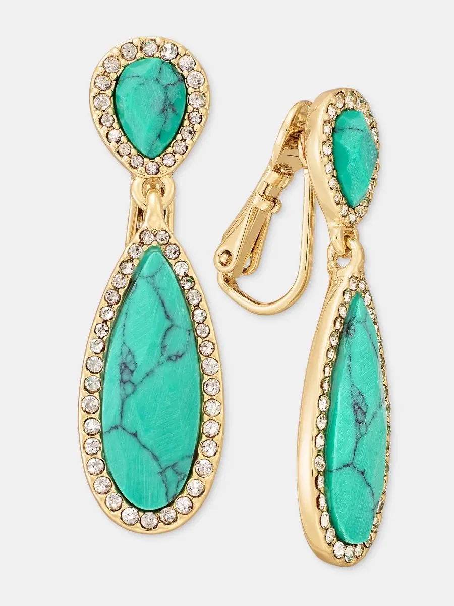 Серьги-подвески клипсы Pavé & Stone Clip-On Drop Earrings Anne Klein — изображение 2 из 4, оттенок мульти