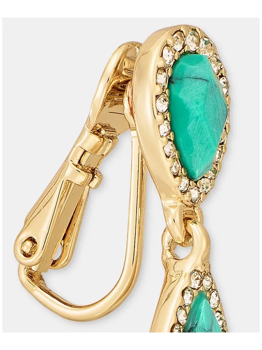Серьги-подвески клипсы Pavé & Stone Clip-On Drop Earrings Anne Klein — изображение 4 из 4, оттенок мульти