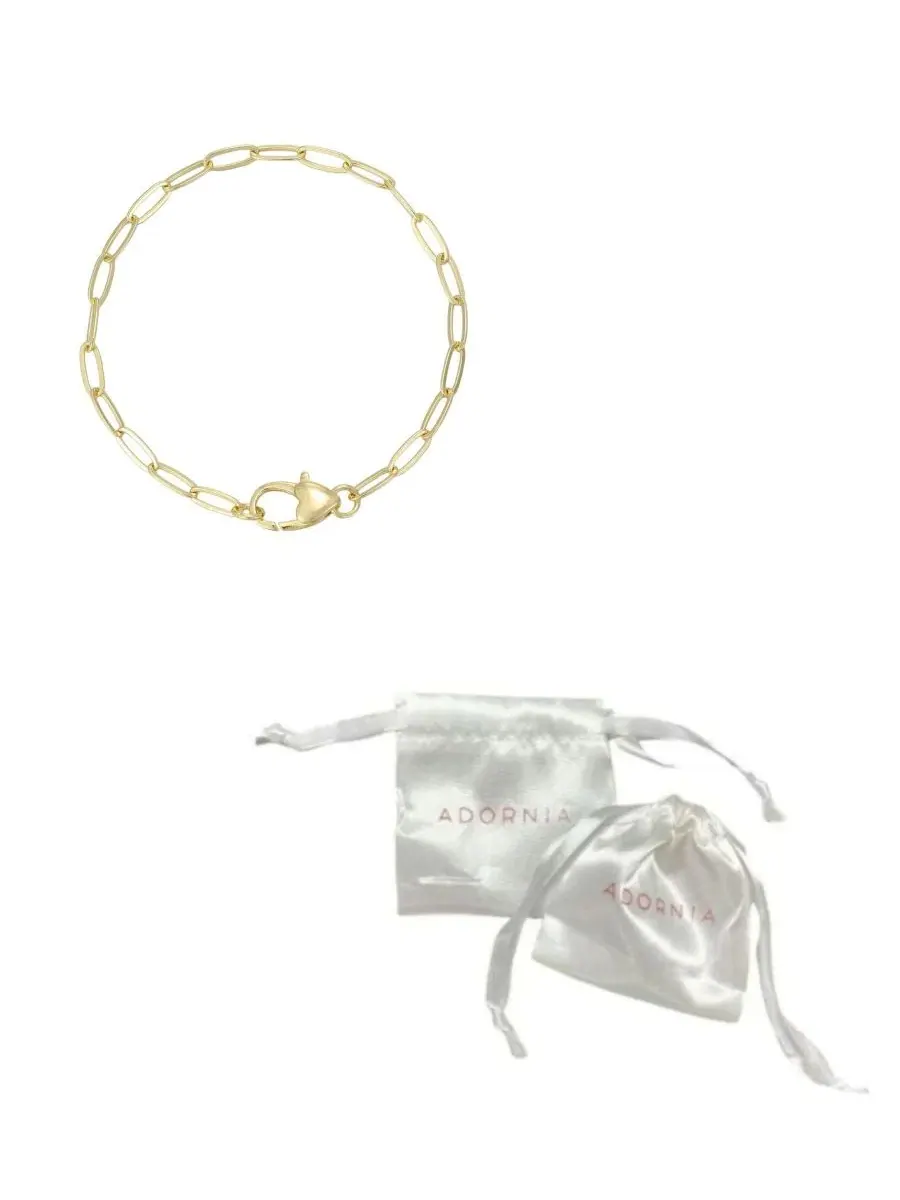 Браслет-цепочка с сердечком-замком, 19 см, коллекция Heart Lock ADORNIA — изображение 3 из 3, оттенок золото