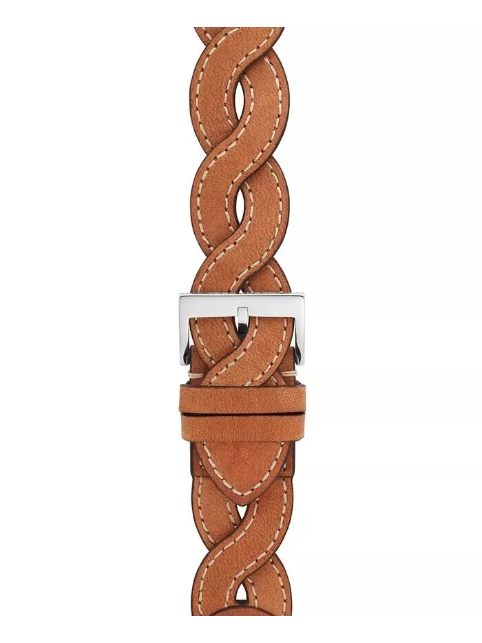Женский плетеный кожаный ремешок для багажа для Apple Watch 38 мм/40 мм Tory Burch — изображение 3 из 8, оттенок коричневый