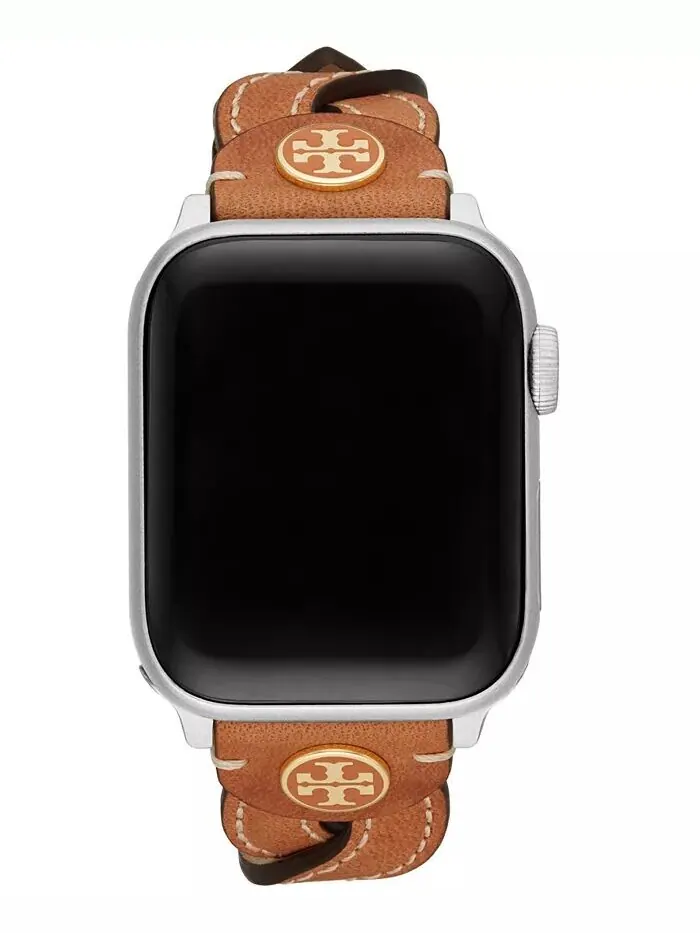 Женский плетеный кожаный ремешок для багажа для Apple Watch 38 мм/40 мм Tory Burch — изображение 6 из 8, оттенок коричневый