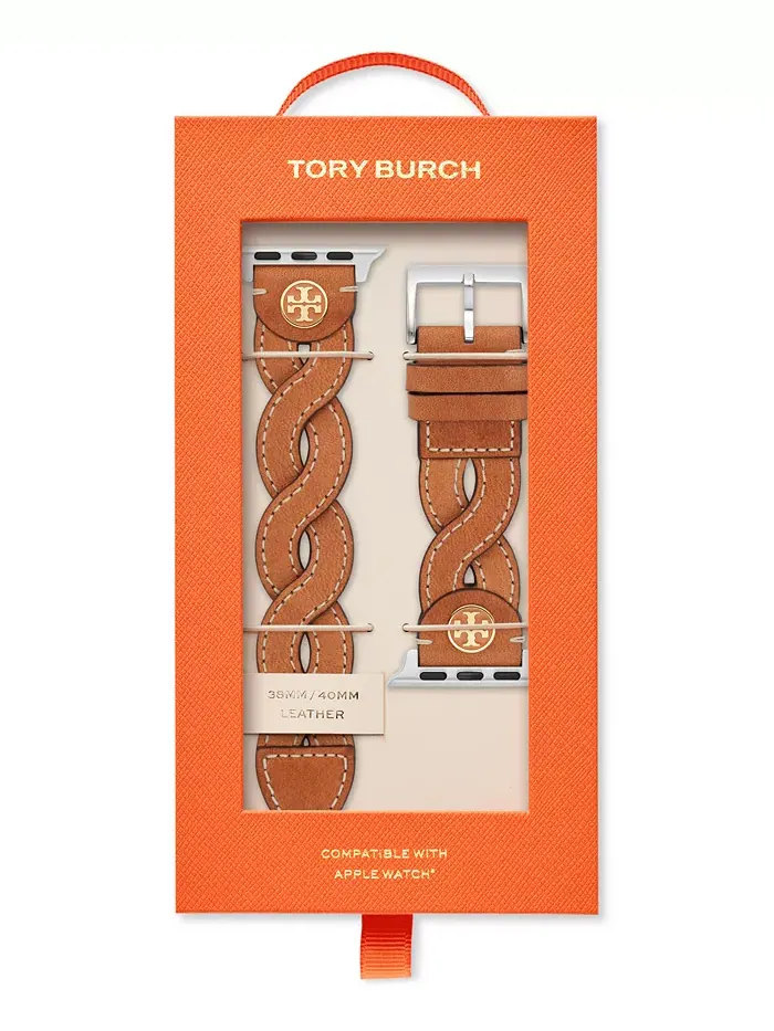 Женский ремешок для Apple Watch 38mm/40mm из плетеной кожи с эффектом багажной тесьмы Tory Burch — изображение 8 из 8