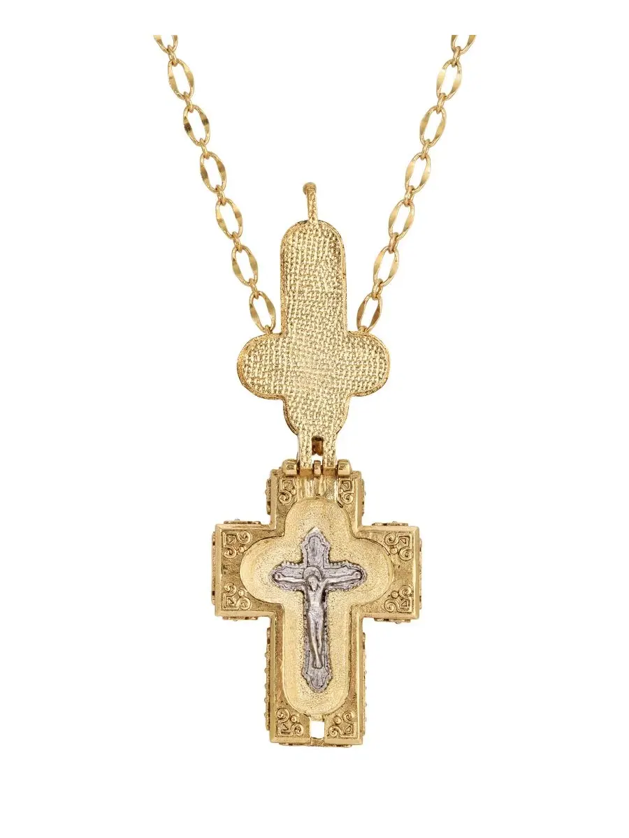 Ожерелье-крест из опала золотистого цвета, длина 81 см Symbols Of Faith — изображение 2 из 4, оттенок белый