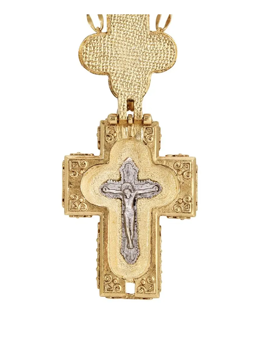 Ожерелье-крест из опала золотистого цвета, длина 81 см Symbols Of Faith — изображение 3 из 4, оттенок белый