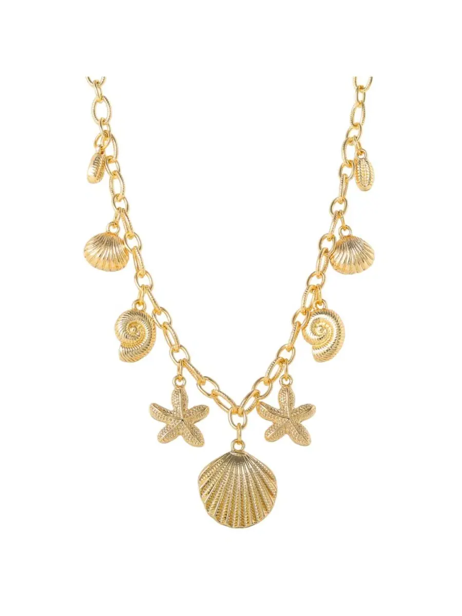 Колье Ocean Charms для женщин, массивное золотистое колье с подвесками Jessica Simpson — изображение 1 из 6