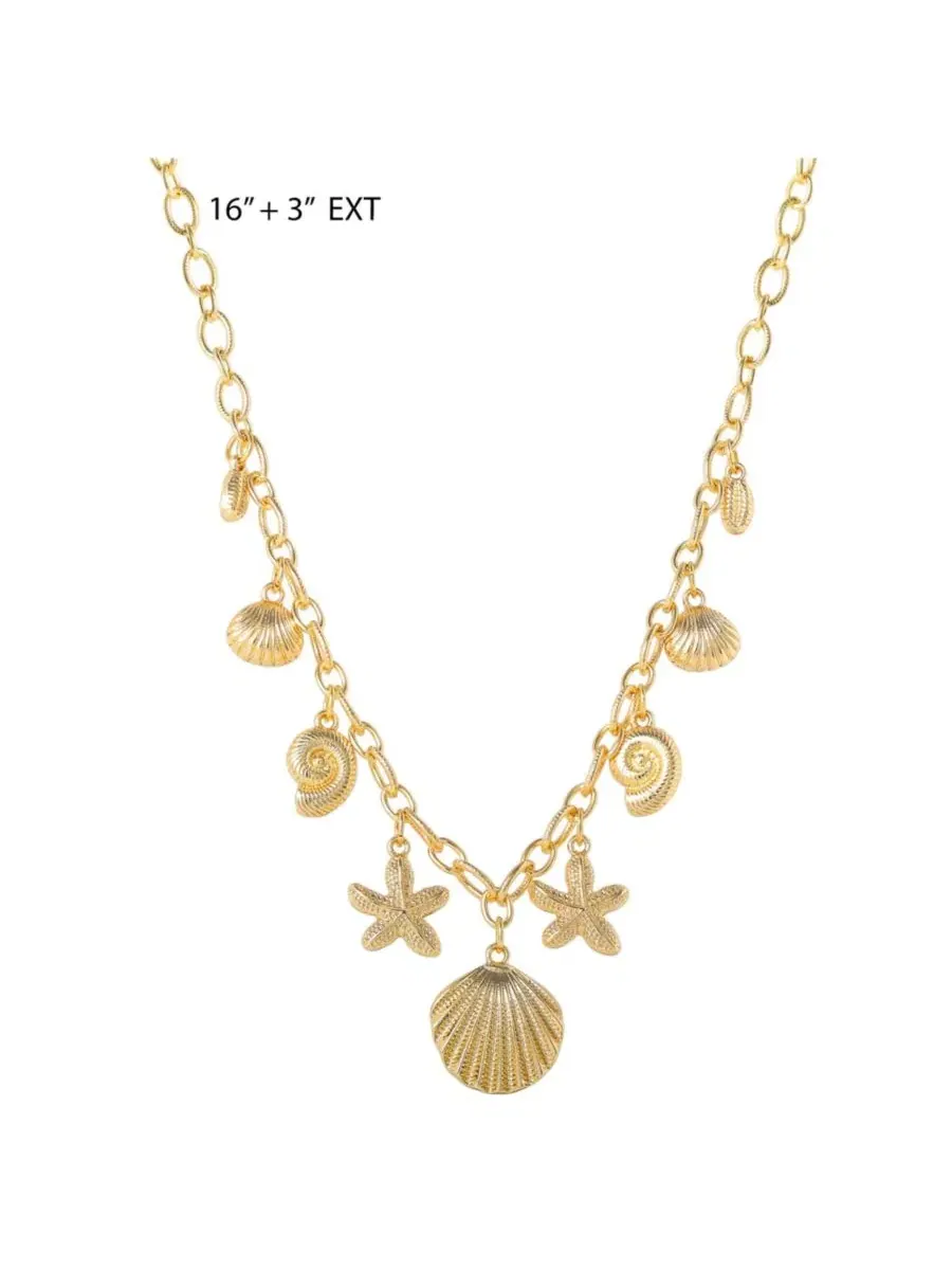 Колье Ocean Charms для женщин, массивное золотистое колье с подвесками Jessica Simpson — изображение 4 из 6