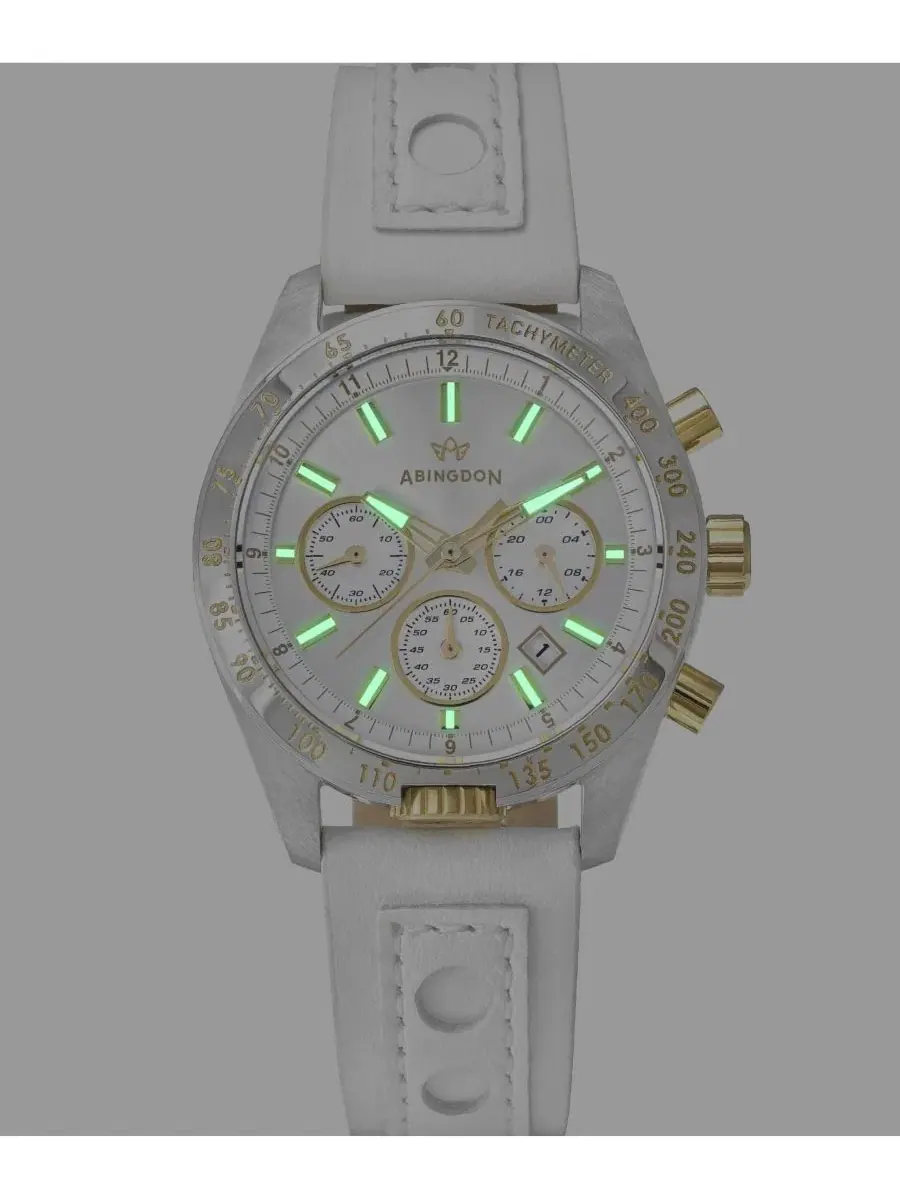 Женские многофункциональные часы Jordan Chronograph с кожаным ремешком цвета шампанского, диаметр — изображение 5 из 7