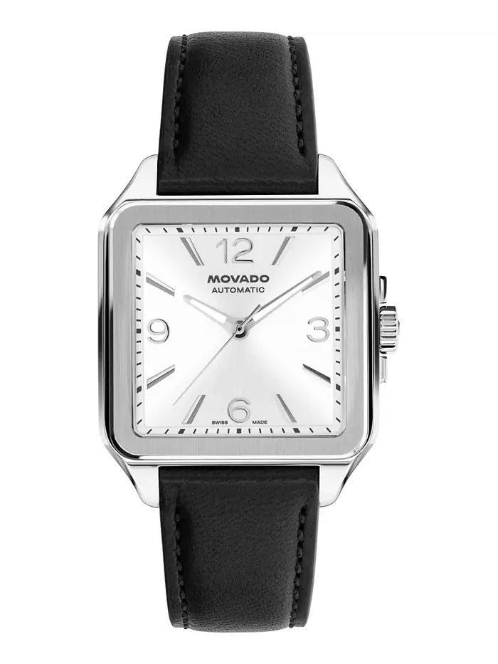 Мужские часы 1917 Swiss Automatic на черной кожаной коже, 35x45.2 мм Movado — изображение 1 из 3