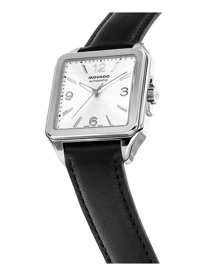 Мужские часы 1917 Swiss Automatic на черной кожаной коже, 35x45.2 мм Movado — изображение 2 из 3