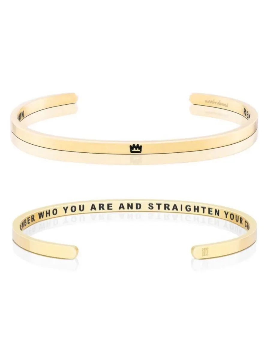 Браслет-напоминание Remember Who You Are And Straighten Your Crown Mantra — изображение 1 из 3, оттенок желтый золотистый