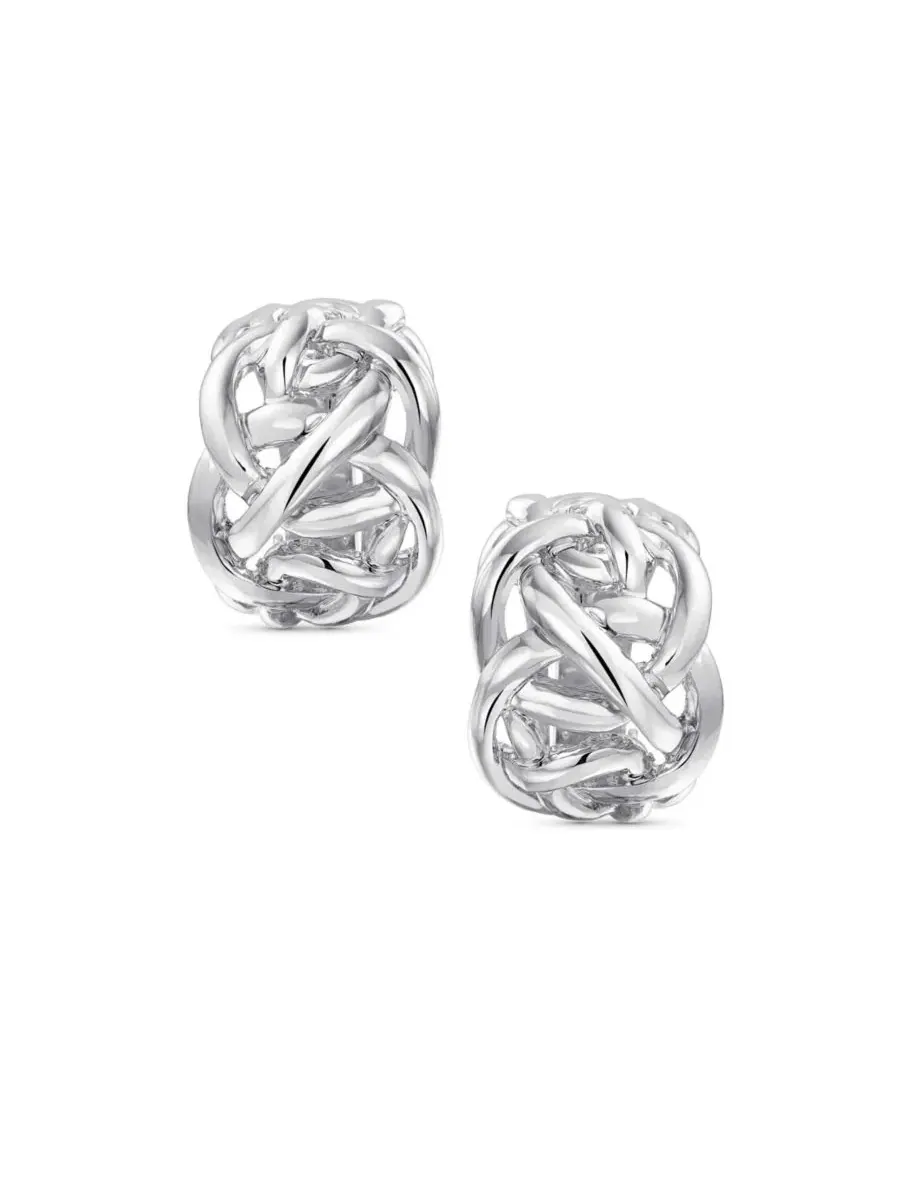 Серьги-клипсы с узелком любви, латунь с золотым покрытием, 2 шт. Bling Jewelry — изображение 2 из 4, оттенок серый